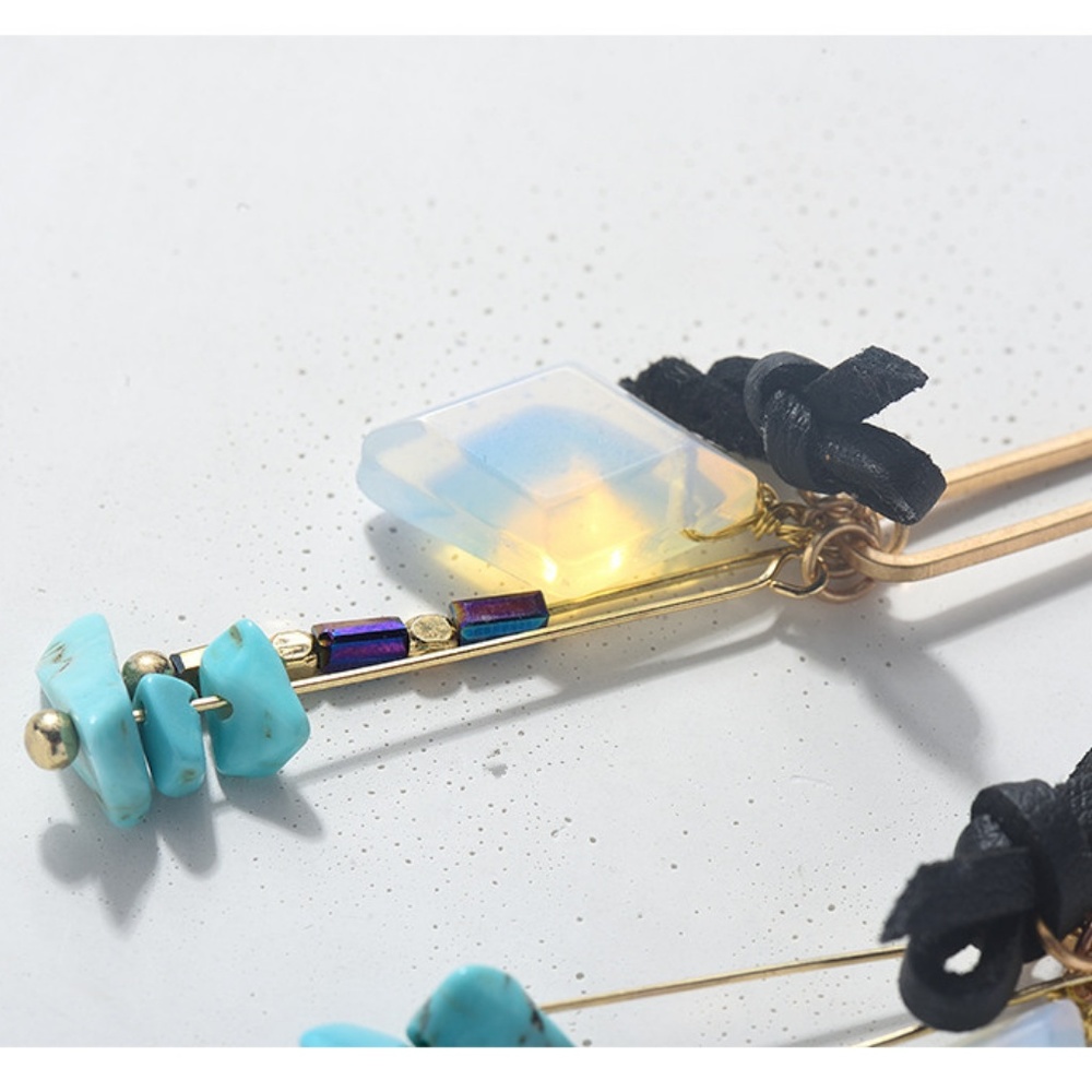 Bowknot Turquoise Stone Drop Earrings - Picture 2 of 4